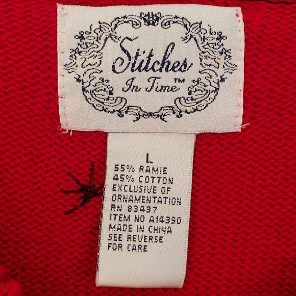 Stitches In Time QVC Beaded Red Cardigan Sweater Size M - Picture 5 of 7